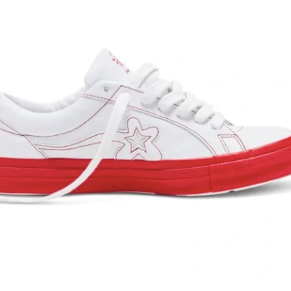 Real Converse x Golf Le Fleur white/red leather sneakers M9/W11